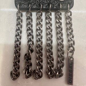 Diesel Leather Metal Chain Bracelet Cuff